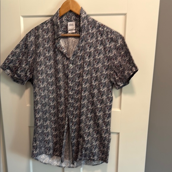 Zara Men's Floral Print Short Sleeve Button Down - Men's Large Slim Fit - Picture 1 of 4